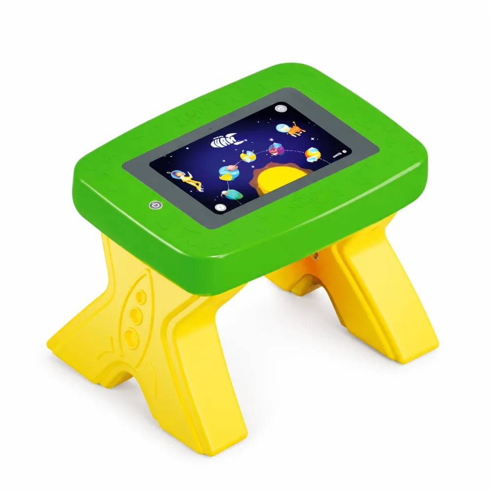 Mesa digital Educa NAVE verde y amarilla con pantalla interactiva